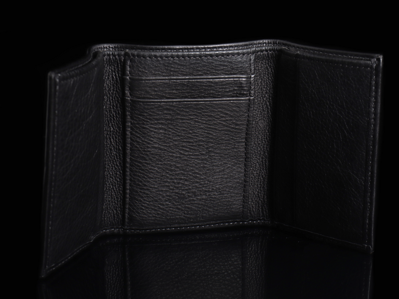 Black Calf Tri Fold Wallet