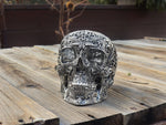 Life Size Stainless Steel Floral Skull