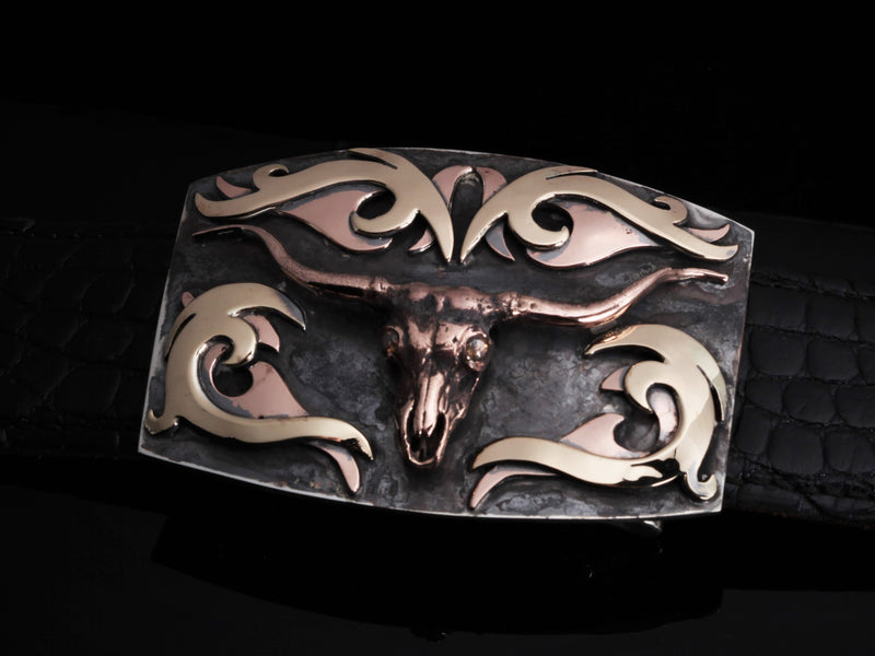 Tribal Longhorn 14k Belt Buckles Comstock Heritage 